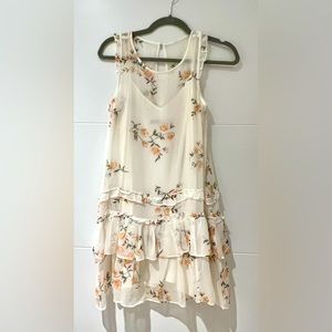 White printed chiffon dress